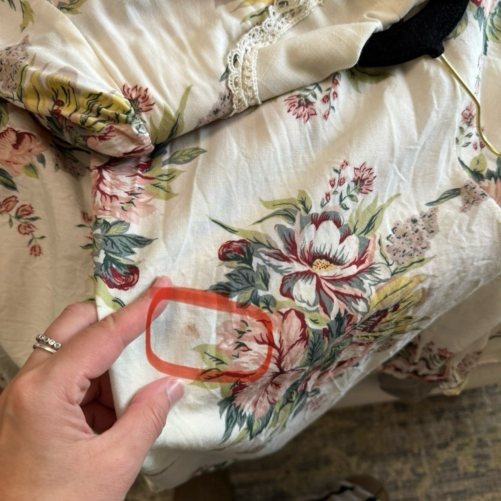 Vintage cottagecore Ambria Floral faux wrap, maxi  Dress with lace collar size 8 - Picture 8 of 12